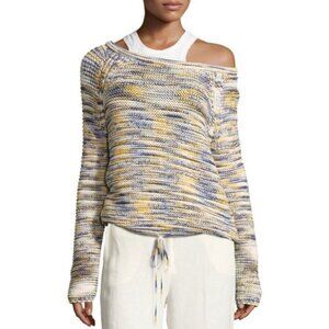 Theory Coella Off The Shoulder Knit Slouchy Sweater‎ Multicolor Preppy Size XS